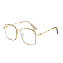 UV-Schutzbrille für den täglichen Gebrauch, charakteristisches Retro-Design mit goldenen Beschlägen, Blaulichtfilterbrille mit flachen Gläsern,