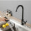 Kitchen Faucet with Pull Down Sprayer, Pull Down Sprayer High Arc Spout Single Handle Design for Kitchen Sink, Matte Black Finish Stainless Steel 3