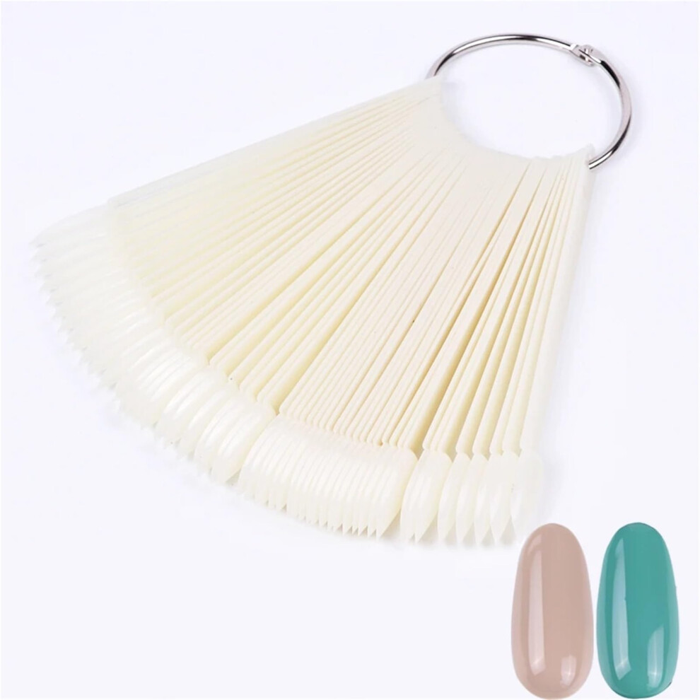 Natural Oval Nail Display Tips Set for Gel Polish, 4 Sets 50pcs False Nail Swatch Sticks