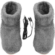 QAQ-1Pair Podgrzewacz stóp USB, pluszowy podgrzewacz stóp, elektryczna mata grzewcza do użytku domowego i biurowego, do użytku zimowego, szary