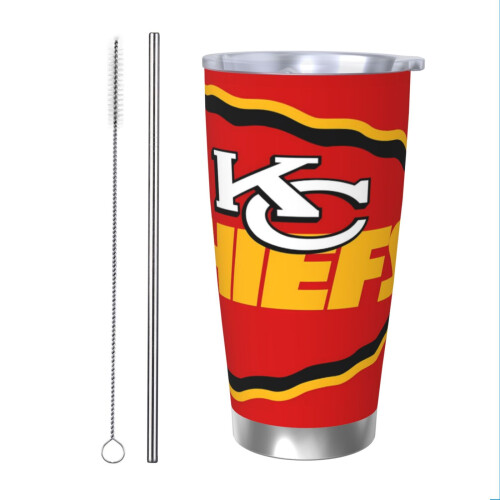 Θερμός από ανοξείδωτο ατσάλι KC Chiefs με θέμα την ομάδα ποδοσφαίρου 20oz με καπάκι και