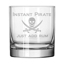 Bicchiere da whisky highball da 11 once, divertente, a tema pirata, basta aggiungere rum.