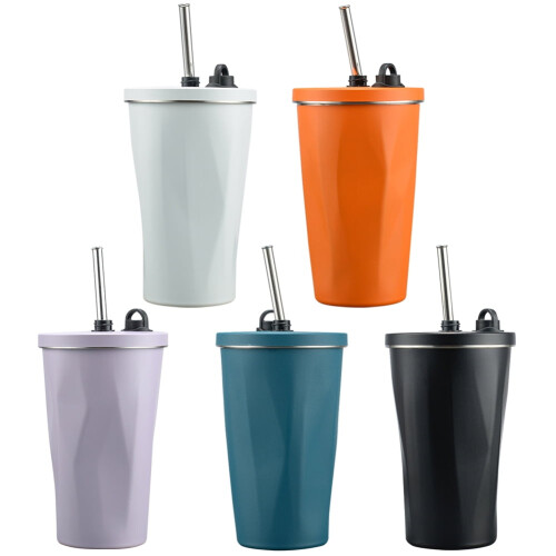 Θερμική κούπα 600ml από ανοξείδωτο ατσάλι, ποτήρι καφέ με καλαμάκι, μονωμένο 2
