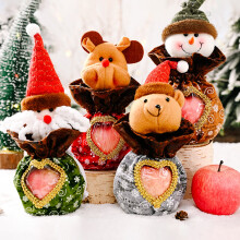 SUSUchens 3-teiliges Weihnachtssüßigkeitentüten-Set mit Kordelzug, Weihnachtsmann-, Schneemann- und Rentiermotiven, Geschenktüten, Partyzubehör