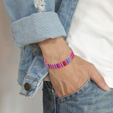 Boho Surfer Armbandenset - Verstelbare Touwarmband, geschikt voor mannen en vrouwen, 1 stuk, kleurrijk handgemaakt touw