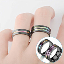 Anelli pasquali Quinlirra da donna in offerta, in acciaio al titanio, colore nero, bicolore, in acciaio inossidabile, per coppie, taglie 6-10,