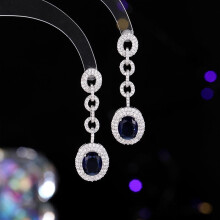 Ohrringe Leichter Luxus Hochwertig Eingefasste Zirkonia-Ohrringe Temperament S925Silber Nadel Exquisite Luxus Lange Ohrringe
