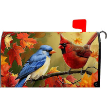 Vrolijke kerst brievenbushoes 21x18 inch, magnetische winterse kerstpostbushoes met rode vrachtwagen, puppy's en boerderijstijl voor buiten, tuin en