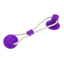 Brinquedo interativo de borracha para mastigar e limpar os dentes de cães da Eleanos Pets com ventosa.
