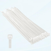 Benodigdheden voor witte kabel: 100 kabelbinders, 250 mm x 3,6 mm sterke nylon kabelbinders, 25 cm lange transparante kabelbinderwikkels.