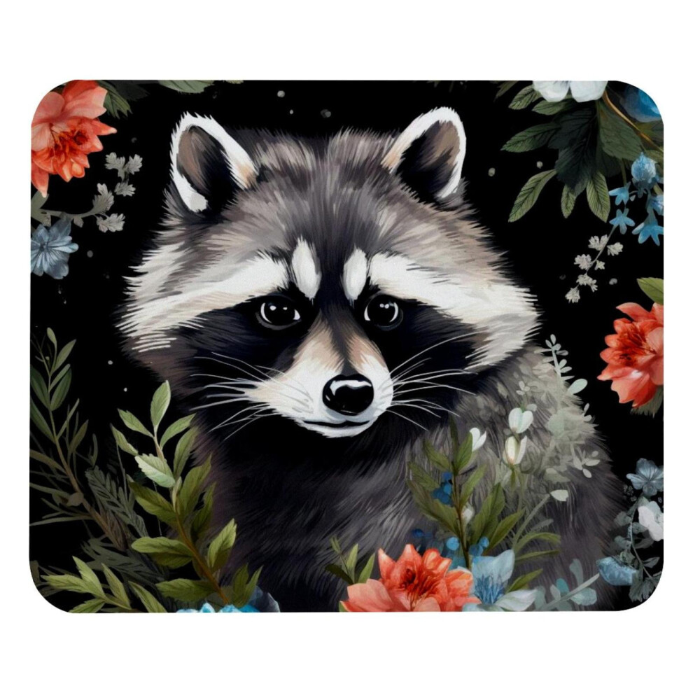 Mouse Pad With Raccoon - Compatible With All Mice. Anti-Slip Rubber Base, Smooth Glide, Durable & Portable Modern Design. Black 9173940852778