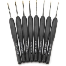 db fekete, finom, puha nyelű horgolótű készlet, 1mm 1,25mm 1,5mm 1,75mm 2mm 2,25mm 2,5mm 2,75mm műanyag, ergonomikus horgolótű