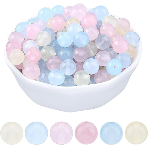 144 τεμάχια φυσικές χάντρες Morganite, στρογγυλές χάντρες από πολύτιμους λίθους,