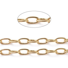 5m messing papirclipskæder trukne aflange kabelkæder loddet med spole ovale langtidsholdbare belagte ægte 18 karat forgyldt 8x5x1mm 16,4 fod