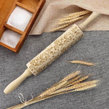 Cailmei Mattarello di Natale Mattarello intagliato in legno goffrato Utensile da cucina Multicolore C