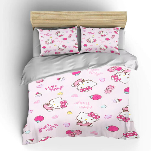 Σετ κλινοσκεπασμάτων Hello Kitty Cartoon για μωρά Ιαπωνικά Παιδικά Κομμάτια σετ King Size US Twin