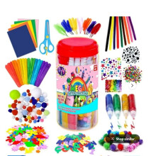 Yakbaofuo kunst- og håndverkssett for barn, glitterlim, piperensere, saks, gjør-det-selv-håndverksutstyr, kompatibel med skoleprosjekter, gave til