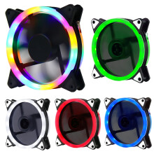 Bobasndm120Mm RGB-Lüfter für PC-Spieler, Drehzahlregelung, Doppelhalo-Kühler, einstellbarer Gehäuselüfter
