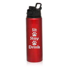 25oz Aluminium Sport-Trinkflasche für unterwegs, Sitz- und Trinkflasche mit lustigen Pfotenabdrücken, ideal für Hunde-, Katzen- und Tierliebhaber