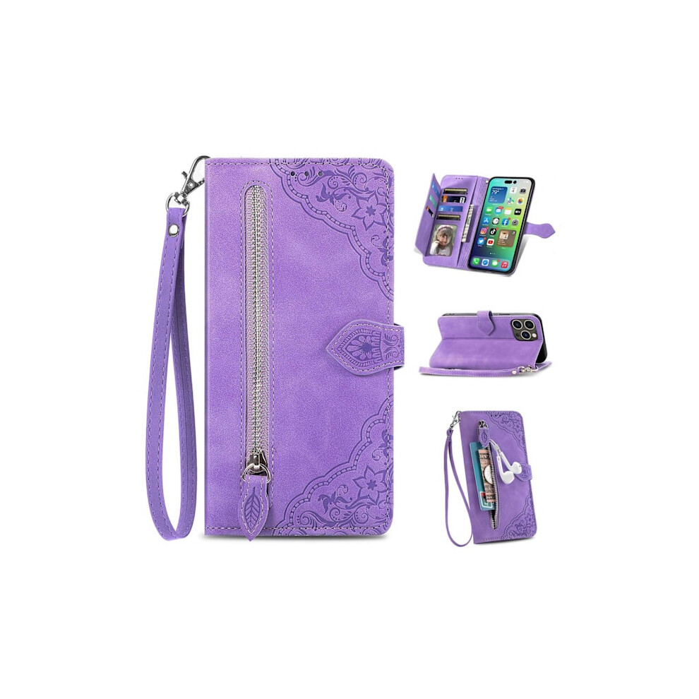 Case For Compatible With Iphone 14 Plus Wallet Case With Card Holder Purple 9448196890776