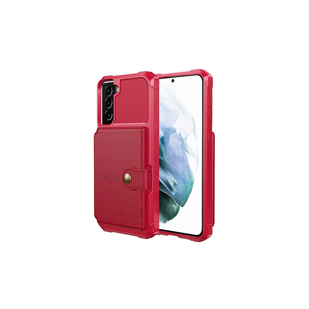 Compatible With Samsung Galaxy S21 Plus - Stylish Case With Card Holder Red 9448196890530