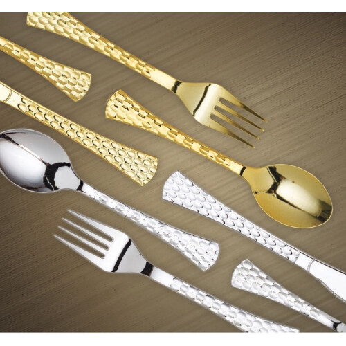 VEZEE Glamour Collection Εξαιρετικά Βαρέα Κουτάλια Μίας Χρήσης Ασημί Πακέτο των 40 1