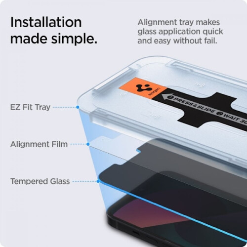 Προστατευτικό οθόνης Spigen συμβατό με iPhone16e/14/13/13Pro2-PACK GLAS.tR "Ez Fit" 2