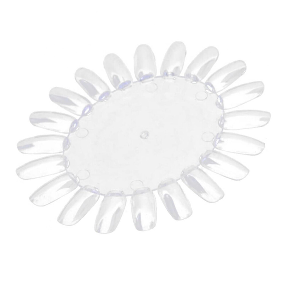 Nail Art Display Wheel Clear PVC False Nail Tips Palette for Color Swatches and Practice 20 Colors