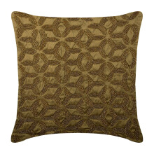 Guld 16x16 tommer dekorativt silkepudebetræk, geometrisk gitterdesign, kompatibel med 40x40 cm pudeindlæg - Trinity