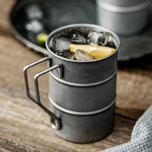 Jarra de cerveza de estilo industrial retro de 350 ml/12 oz, de acero inoxidable 304, con acabado envejecido, ideal para acampar al aire libre y para