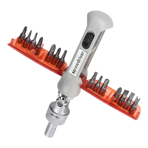 WJSXC 14-in-1 Multi-Angle Multi-Function Household Bit Ratchet Concealed Screwdriver Combo Set Red