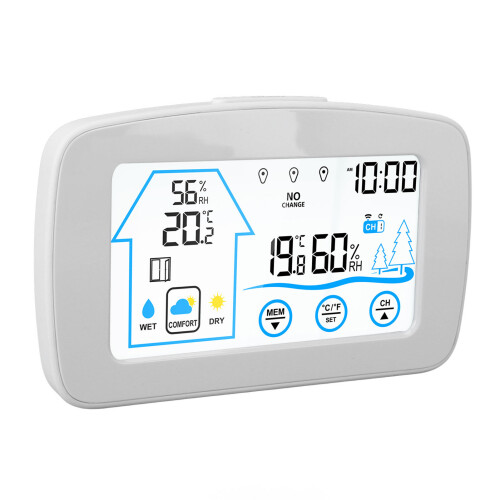 Inalámbrico Higrómetro Termómetro 3xAAA Blanco 261g