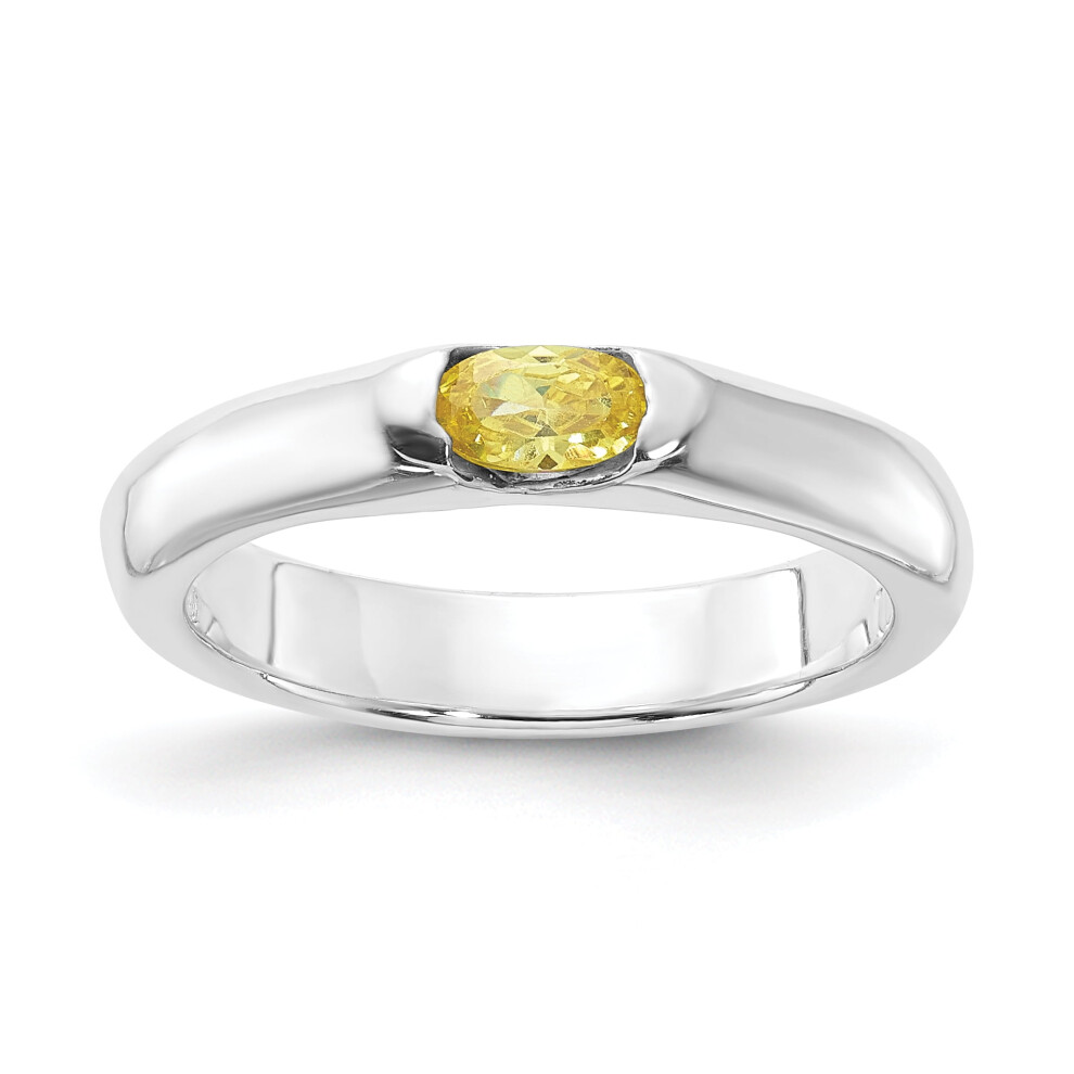 Sterling Silver Yellow Oval CZ Half Bezel Ring QR4308-image-OPC-PQTH8PG-NEW