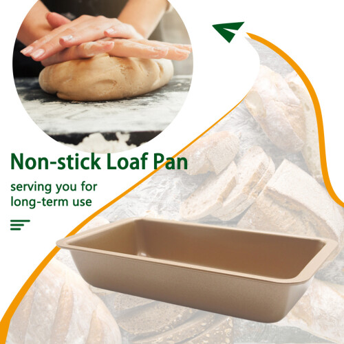 Forma de pão SANAG, antiaderente, em aço carbono, para torradas, ideal para cozinha e padaria, 23 cm (9 polegadas), dourada, retangular. 1