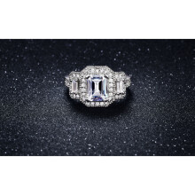 18k White Gold Plated Emerald Cut Cubic Zirconia Ring Sizes 6 7 8 9