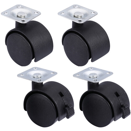 Conjunto de 4 Rodízios de 1,5 Polegadas Removíveis em Nylon Resistente para Móveis e Artigos para Casa
