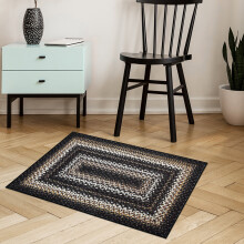 WhizMax 2x3 Small Entryway Rug Braided Printed Doormat Washable Boho Door Mat Farmhouse Rustic Geometric Rug for Laundry Kitchen, Black