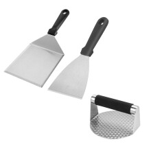 Tahtuvzn Køkkenindretning Udsalg! Rustfrit stål udendørs grillværktøjssæt 3-pak Teppanyaki skovl grillværktøj kødpresser, gave til ven