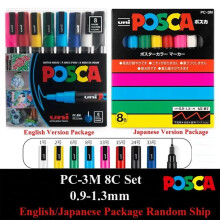 Akrylový popisovač Posca, PC-5M/3M/1M/8K/17K7/8/15/24/29/48 farieb, kompletná sada na maľovanie, značenie, kreslenie, poznámky PC-3M8 farieb