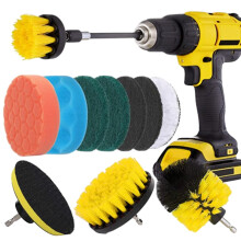 Kit de 12 têtes de brosse pour perceuse électrique, éponge et chiffon de nettoyage compatibles avec les polisseuses de voiture, les nettoyeurs de