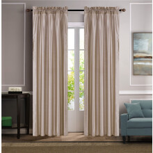 1 Pc Faux Silk Solid Curtain Panel, Semi-Sheer, 55" W x 84" L, Rod Pocket, for Bedroom, Living Room, or Patio Door, Taupe