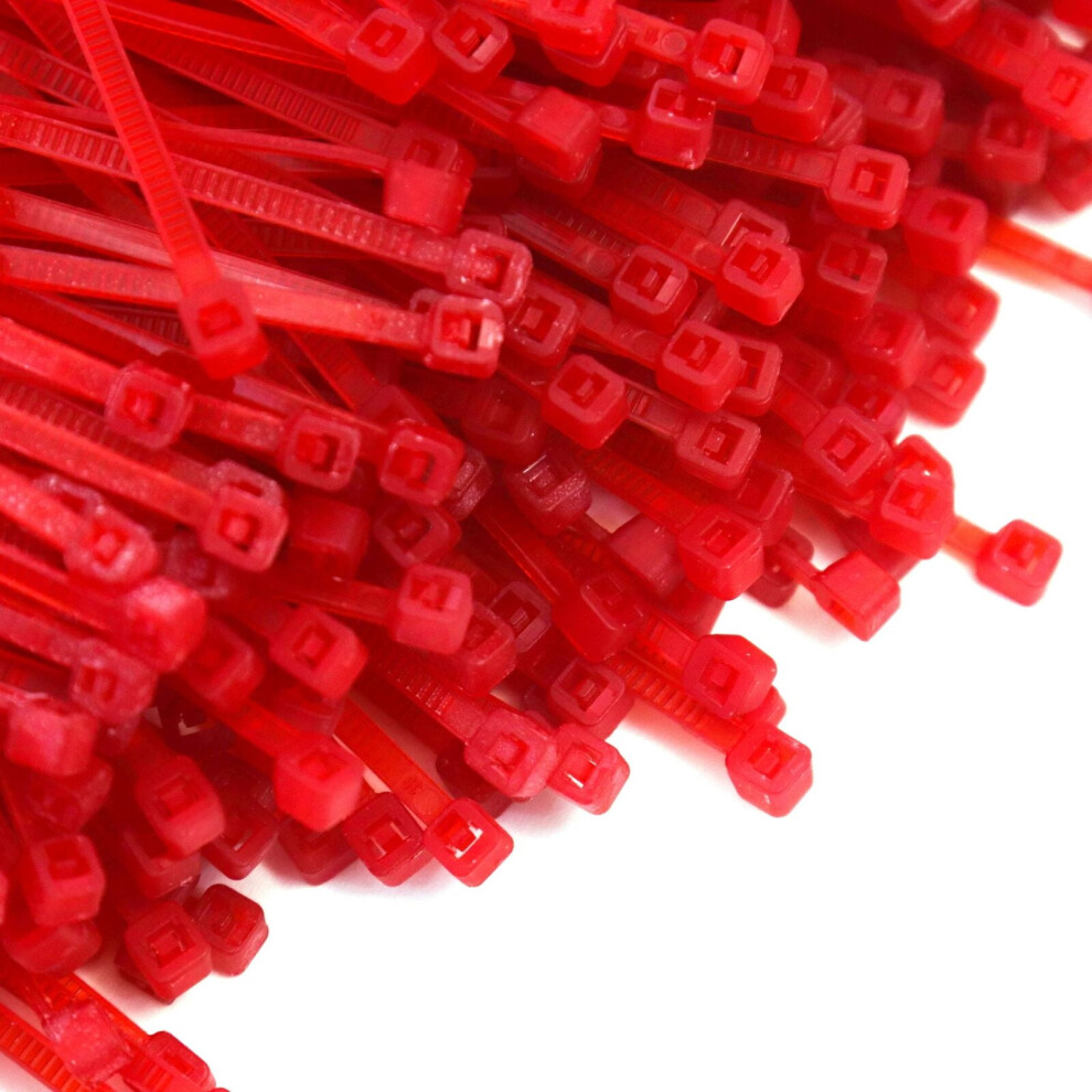 500 Heavy Duty 4" 18 Pound Color Cable Zip Ties Nylon Wrap Red Bulk Combo Kit 9340258867392