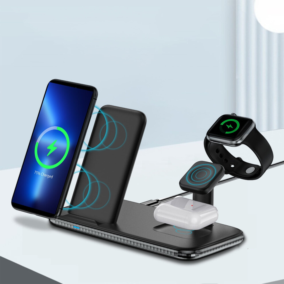 Lmueinov Wireless Charging Station 4 In 1 Charging Station For Multiple Devices 15W Wireless Charger Stand Ios/Android Fast Charging And Convenient 9340258868498
