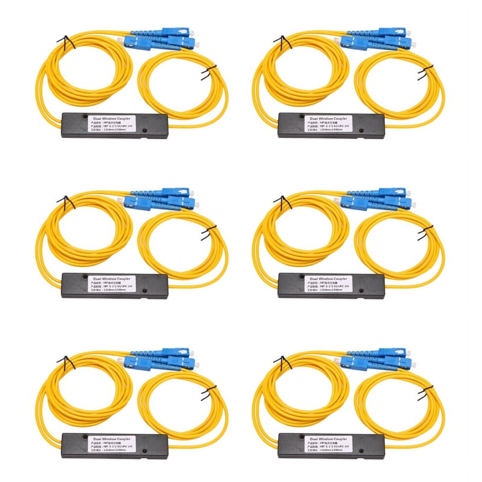 6X Ftth Sc Upc 1X2 Plc Singlemode Fiber Optical Splitter Fbt Optical Coupler 9340258868252