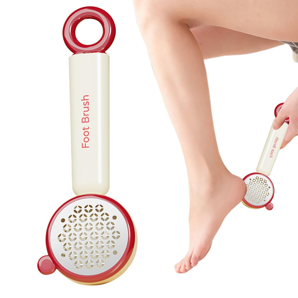 Red Foot File And Callus Remover With Dual Grit Stainless Steel Heel Grater, Ergonomic Foot Scrubber 7.87In