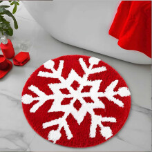Christmas Round Ornaments Set - Green Flocking Floor Mat, Non-slip Holiday Carpet for Living Room & Outdoor, Compatible with Holiday Decor