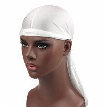 pc Men's Durag Du-rag Bandana Sport Du Rag Scarf Head Rap Down Biker Tie UK white onesize