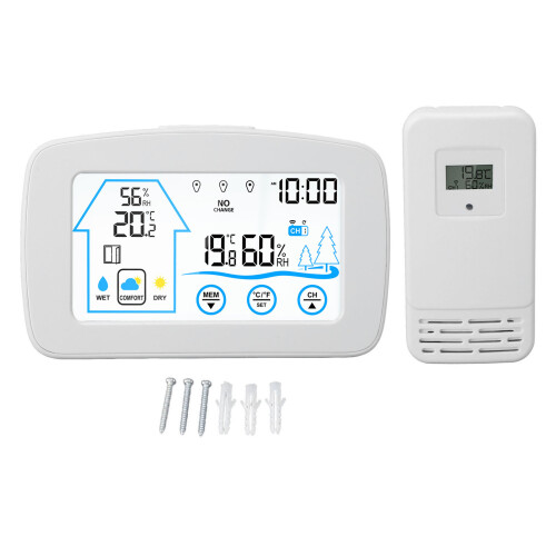 Inalámbrico Higrómetro Termómetro 3xAAA Blanco 261g 1