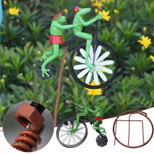 WJSXC Metalen Fiets Windmolen Tuinbeeld Windmolen Staande Vintage Sculptuur Fiets Paal Kunst Decoratie Ornament Cadeau Buiten Terras Tuin Decoratie
