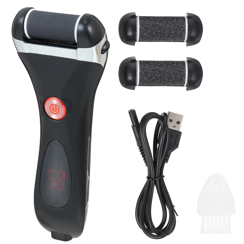 Rechargeable Electric Foot File Callus Remover with Ergonomic Grip for Smooth Skin Black